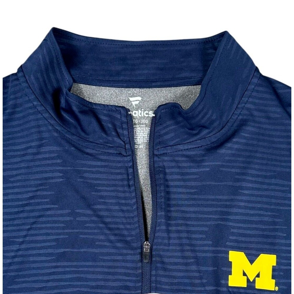 Fanatics Mens Size 3XL Blue Long‎ Sleeve Shirt 1/4 Zip Michigan Logo Performance - Picture 2 of 6